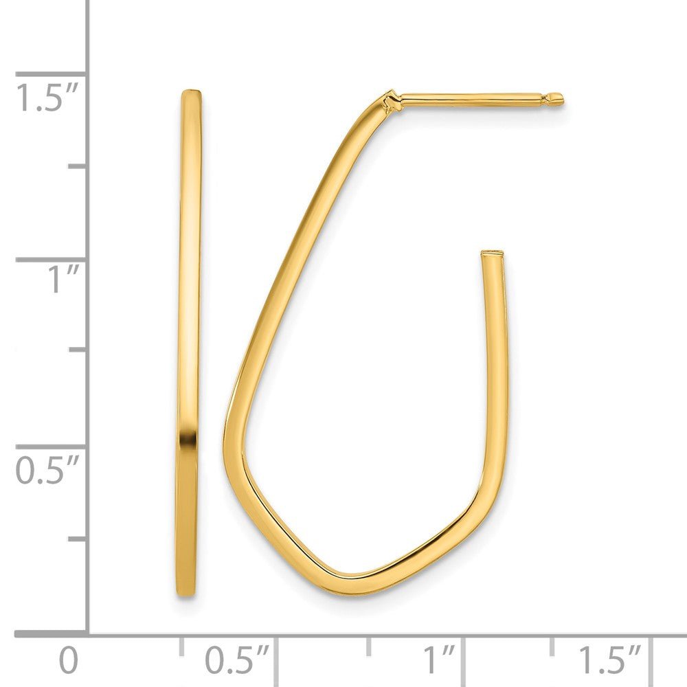 Polished Geometric Shaped J-Hoop Post Earrings