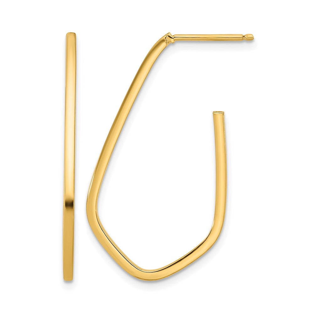 Polished Geometric Shaped J-Hoop Post Earrings