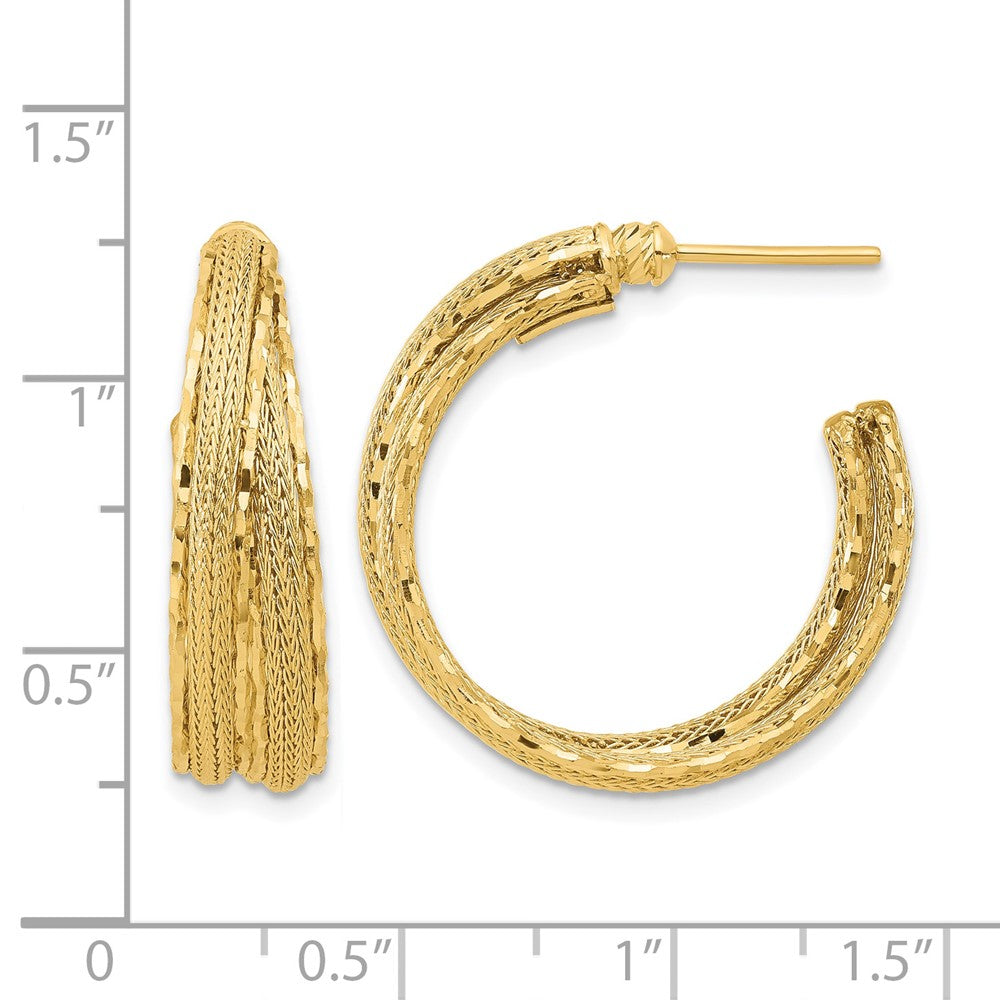 Diamond-cut and Textured Post Hoop Earrings