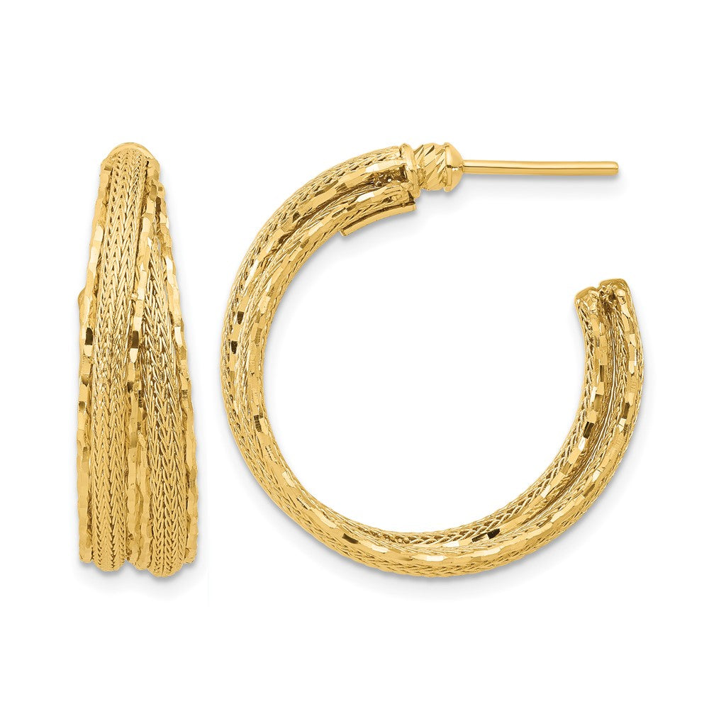 Diamond-cut and Textured Post Hoop Earrings