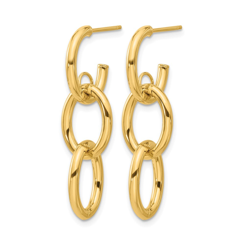 Polished Double Round Dangle Post Earrings