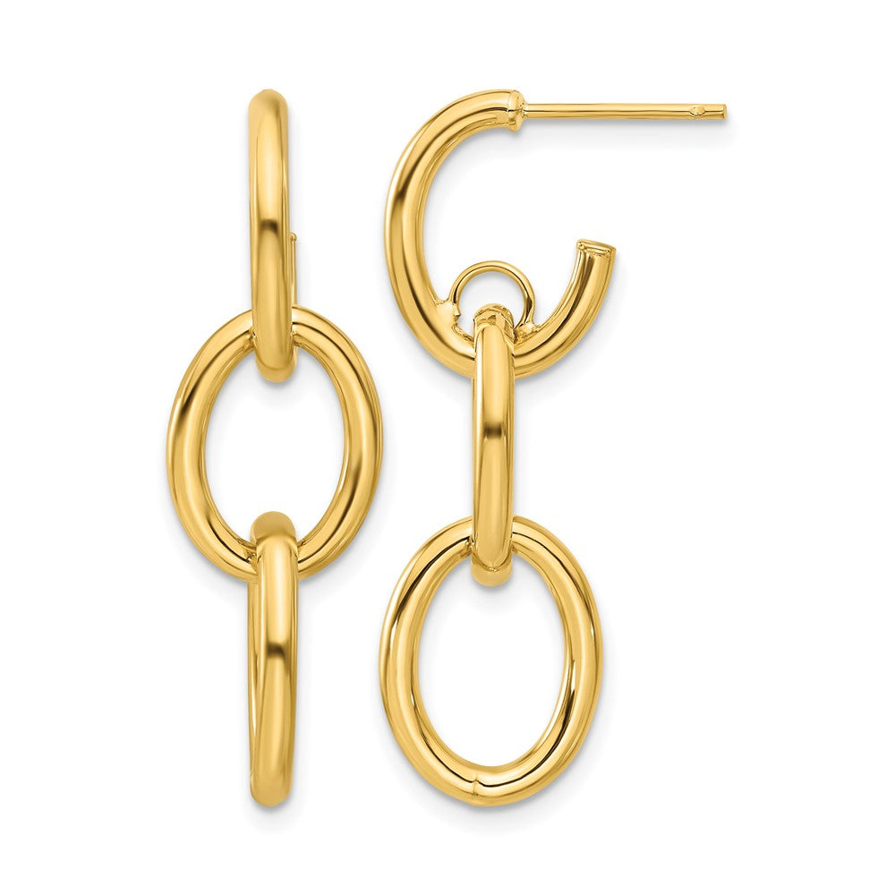 Polished Double Round Dangle Post Earrings