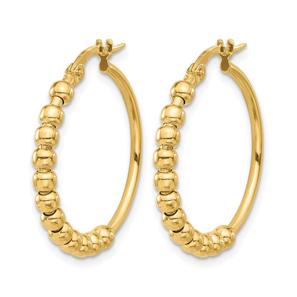 Polished Beaded Hoop Earrings