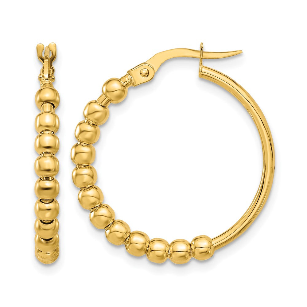 Polished Beaded Hoop Earrings
