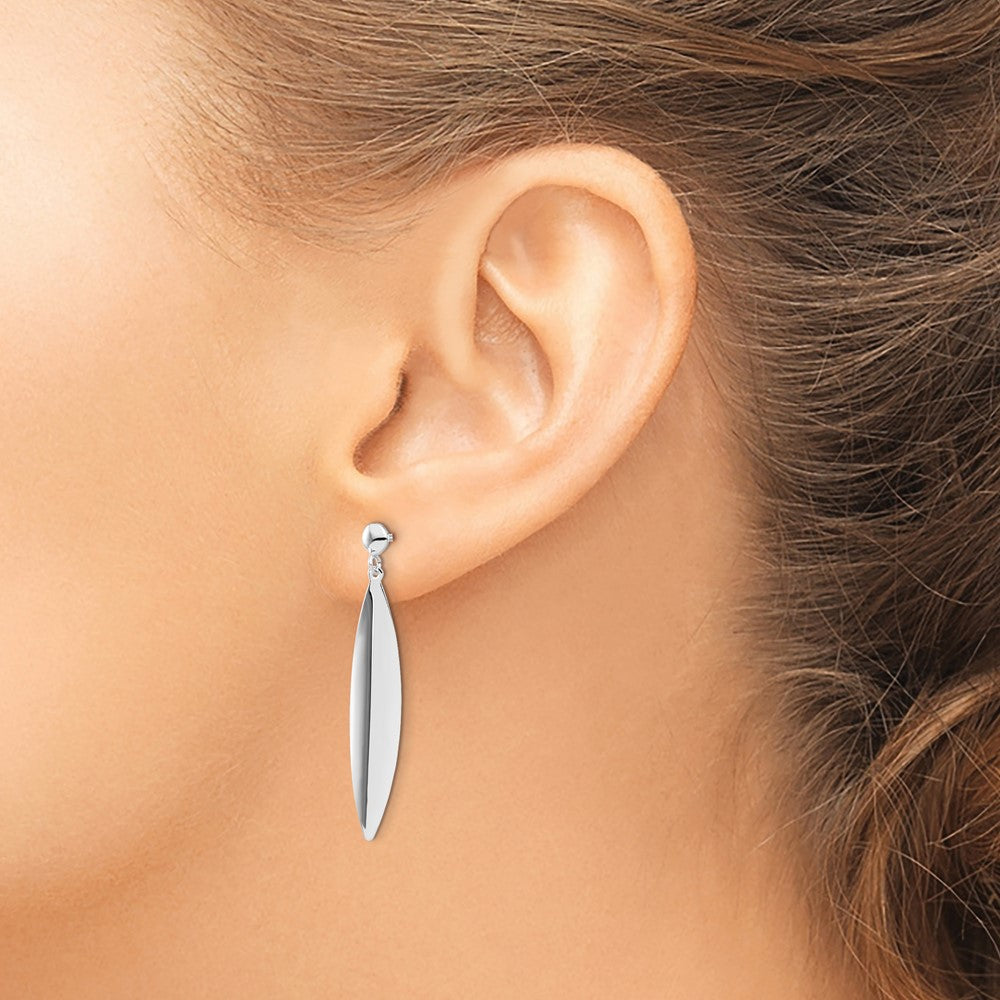 Polished Post Dangle Earrings - White Gold