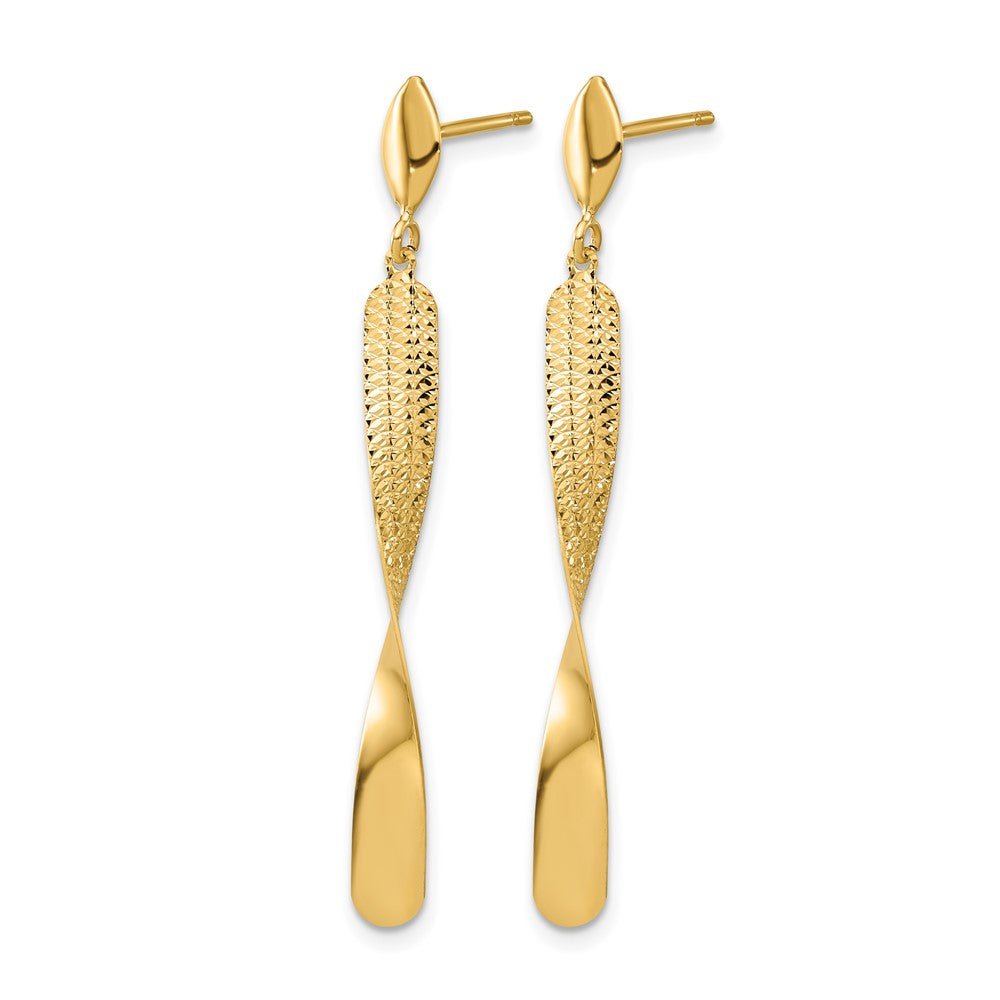 Polished and Textured Post Dangle Earrings - 4.2mm