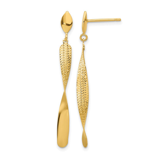 Polished and Textured Post Dangle Earrings - 4.2mm