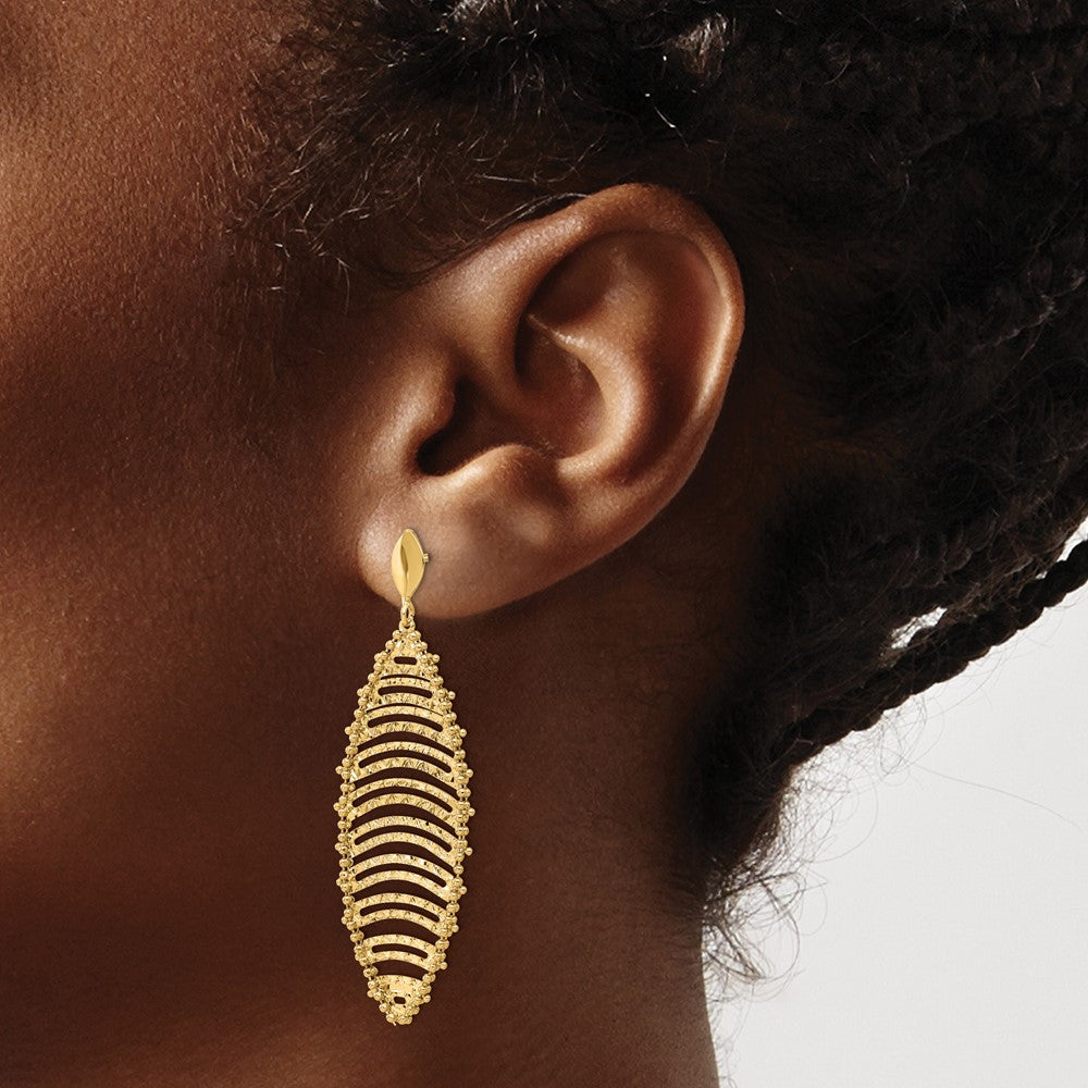 Polished and Textured Post Dangle Earrings - 15.75mm