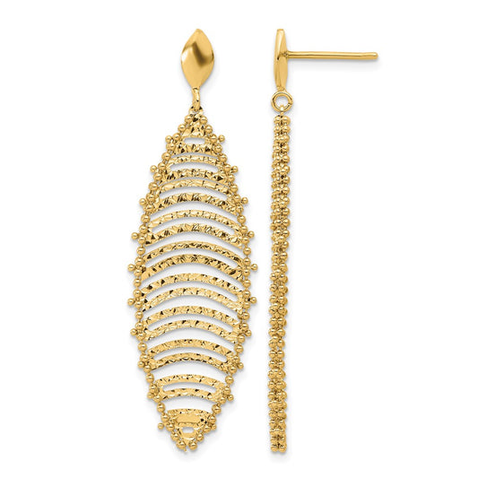 Polished and Textured Post Dangle Earrings - 15.75mm