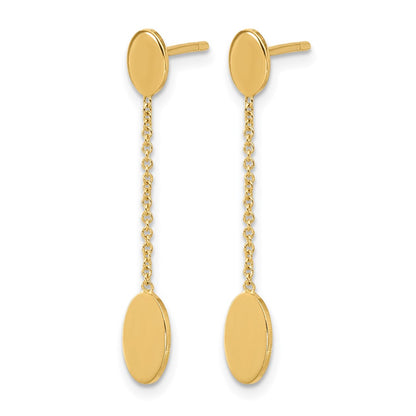 Polished Oval Discs Dangle Post Earrings