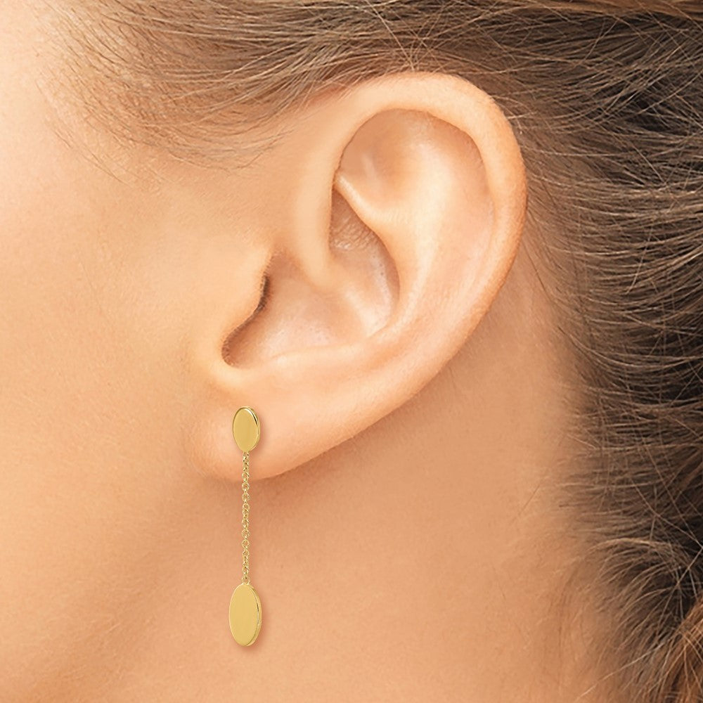 Polished Oval Discs Dangle Post Earrings