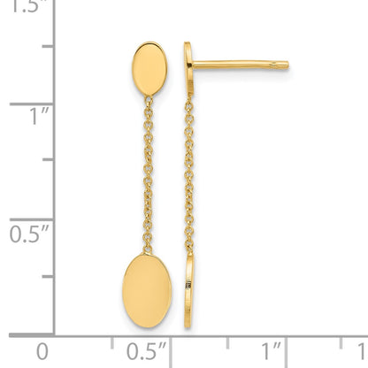 Polished Oval Discs Dangle Post Earrings