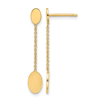Polished Oval Discs Dangle Post Earrings