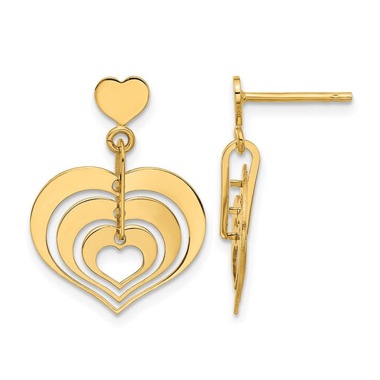 Polished Hearts Dangle Post Earrings