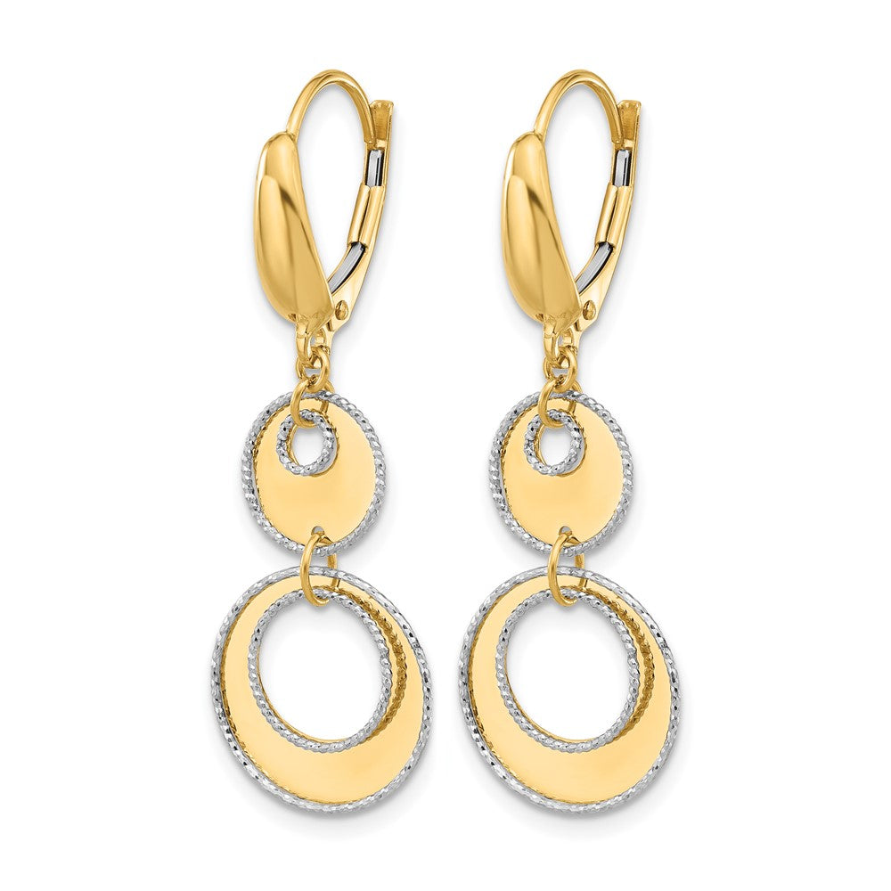 Polished and Dia-cut Circles Dangle Leverback Earring