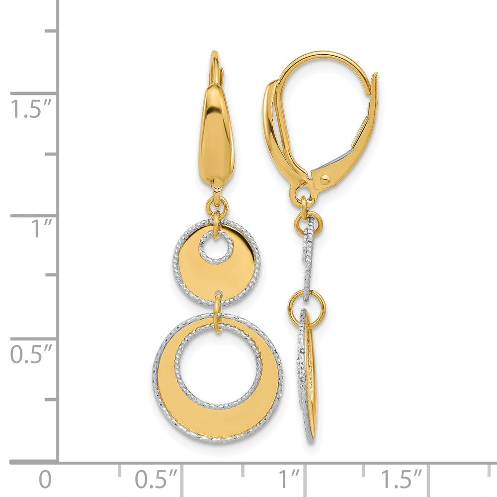 Polished and Dia-cut Circles Dangle Leverback Earring