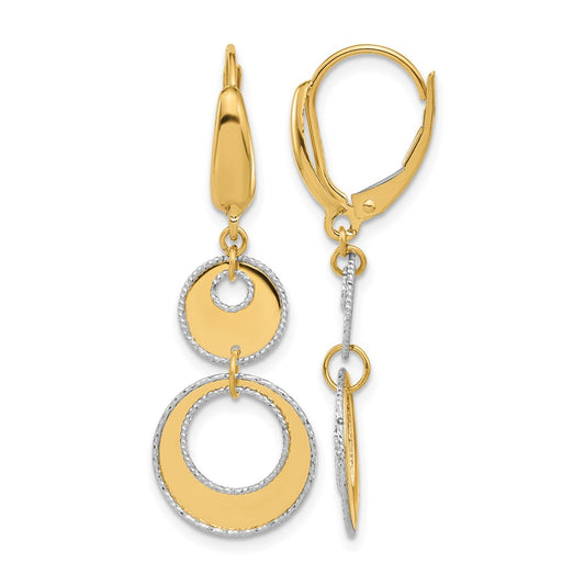 Polished and Dia-cut Circles Dangle Leverback Earring