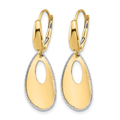 Polished/Dia-cut Teardrop Dangle Leverback Earrings