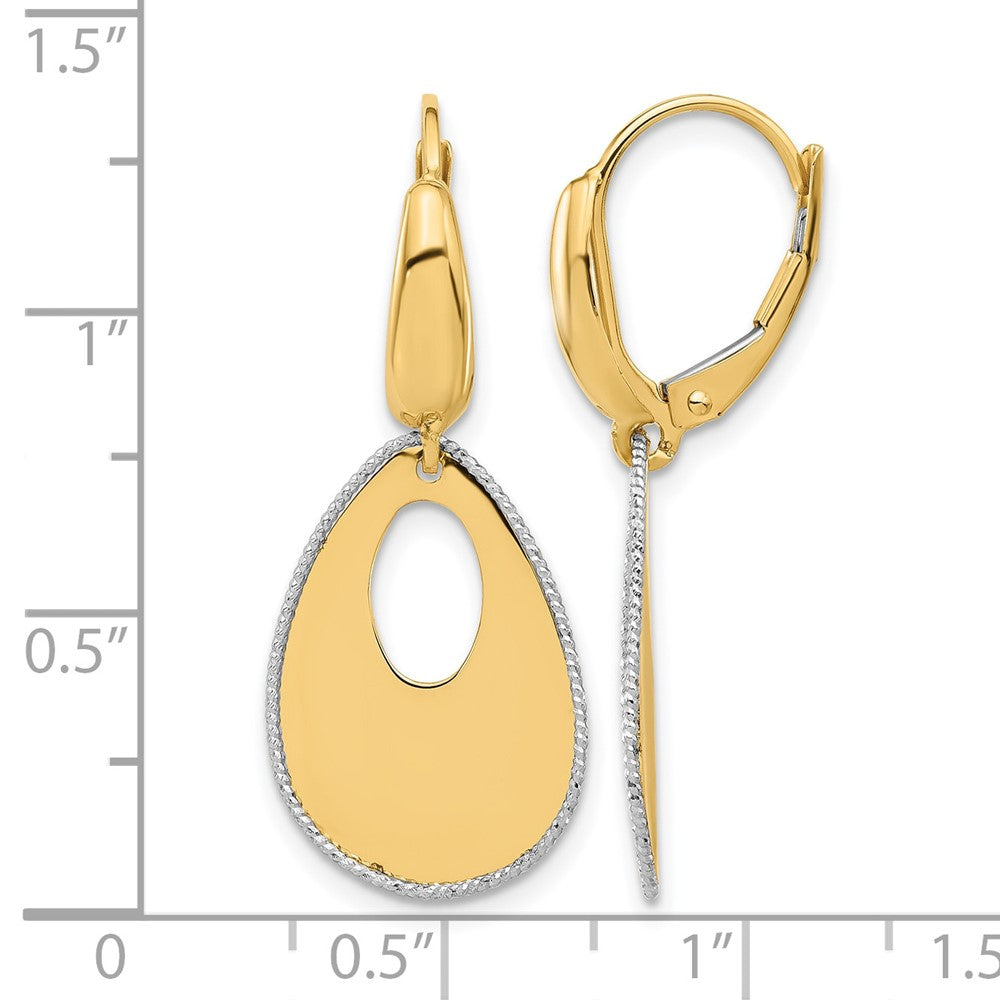 Polished/Dia-cut Teardrop Dangle Leverback Earrings