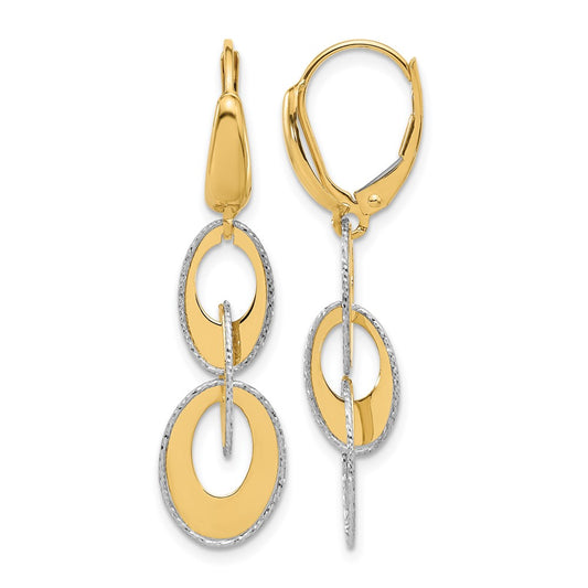 Polished and Dia-cut Ovals Dangle Leverback Earrings