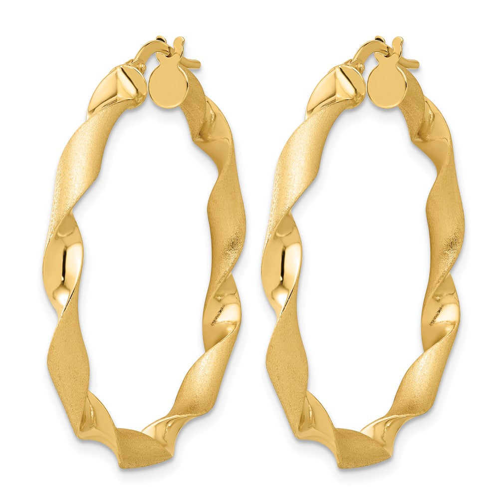 Polished and Brushed Twisted Hoop Earrings