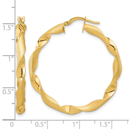 Polished and Brushed Twisted Hoop Earrings