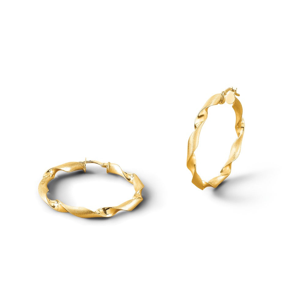 Polished and Brushed Twisted Hoop Earrings
