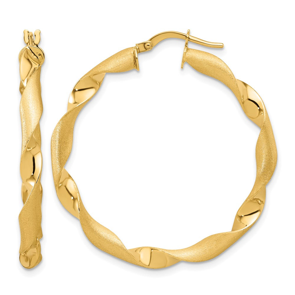 Polished and Brushed Twisted Hoop Earrings