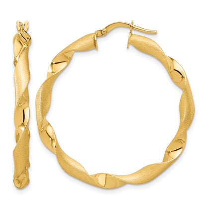 Polished and Brushed Twisted Hoop Earrings