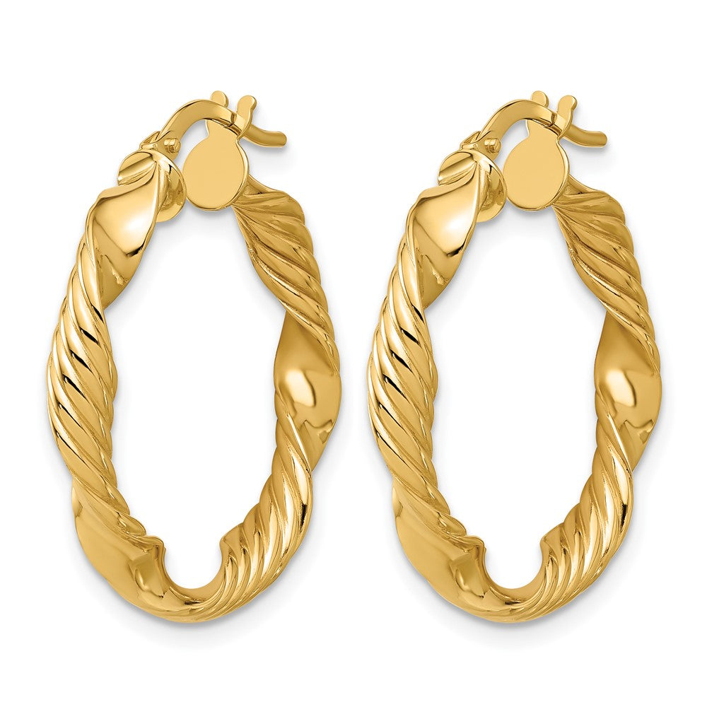 Polished and Textured Round Hoop Earrings - 3.75mm