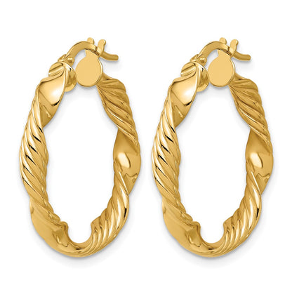 Polished and Textured Round Hoop Earrings - 3.75mm