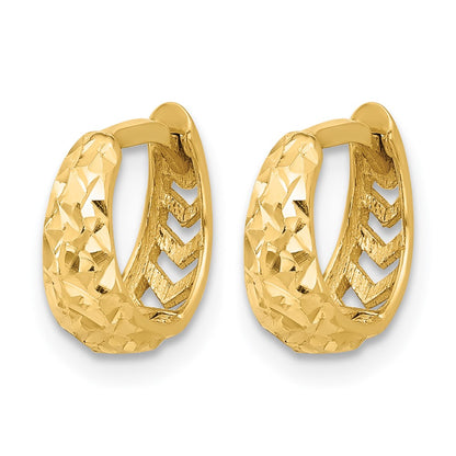 Polished and Diamond-cut Huggie Hoop Earrings - 4.4mm