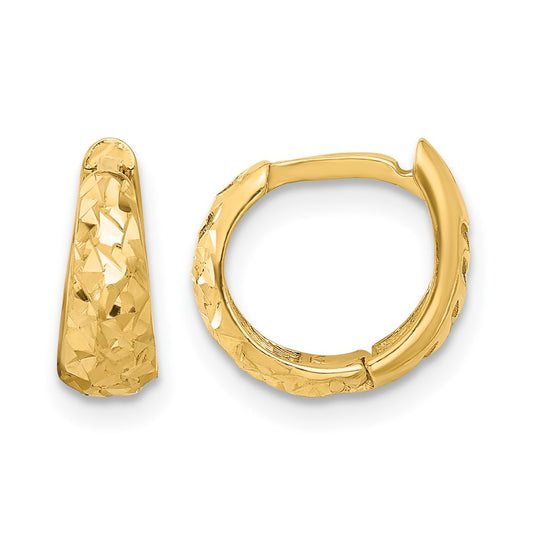 Polished and Diamond-cut Huggie Hoop Earrings - 4.4mm