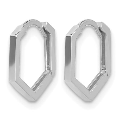 Polished Geometric Hoop Earrings - White Gold