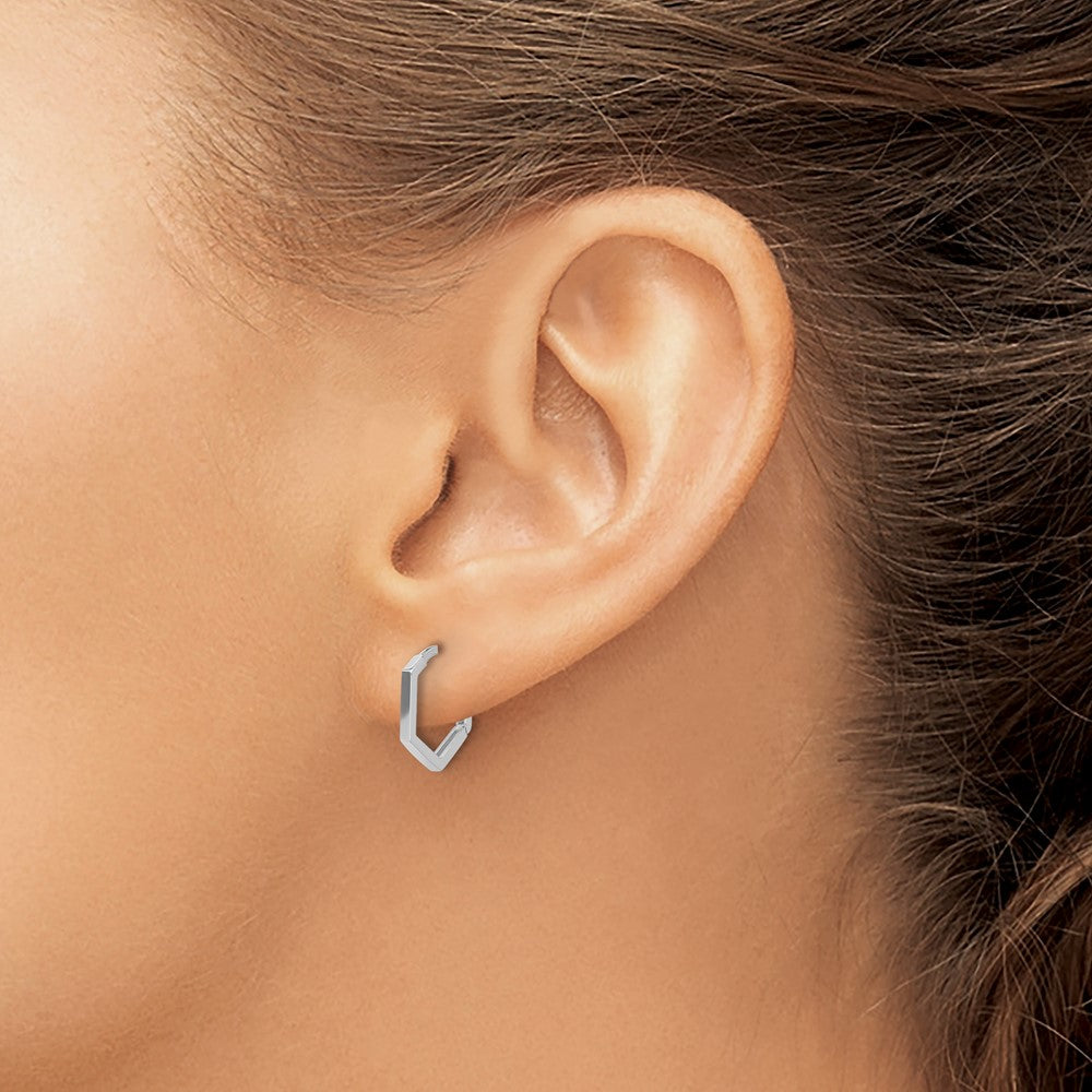 Polished Geometric Hoop Earrings - White Gold