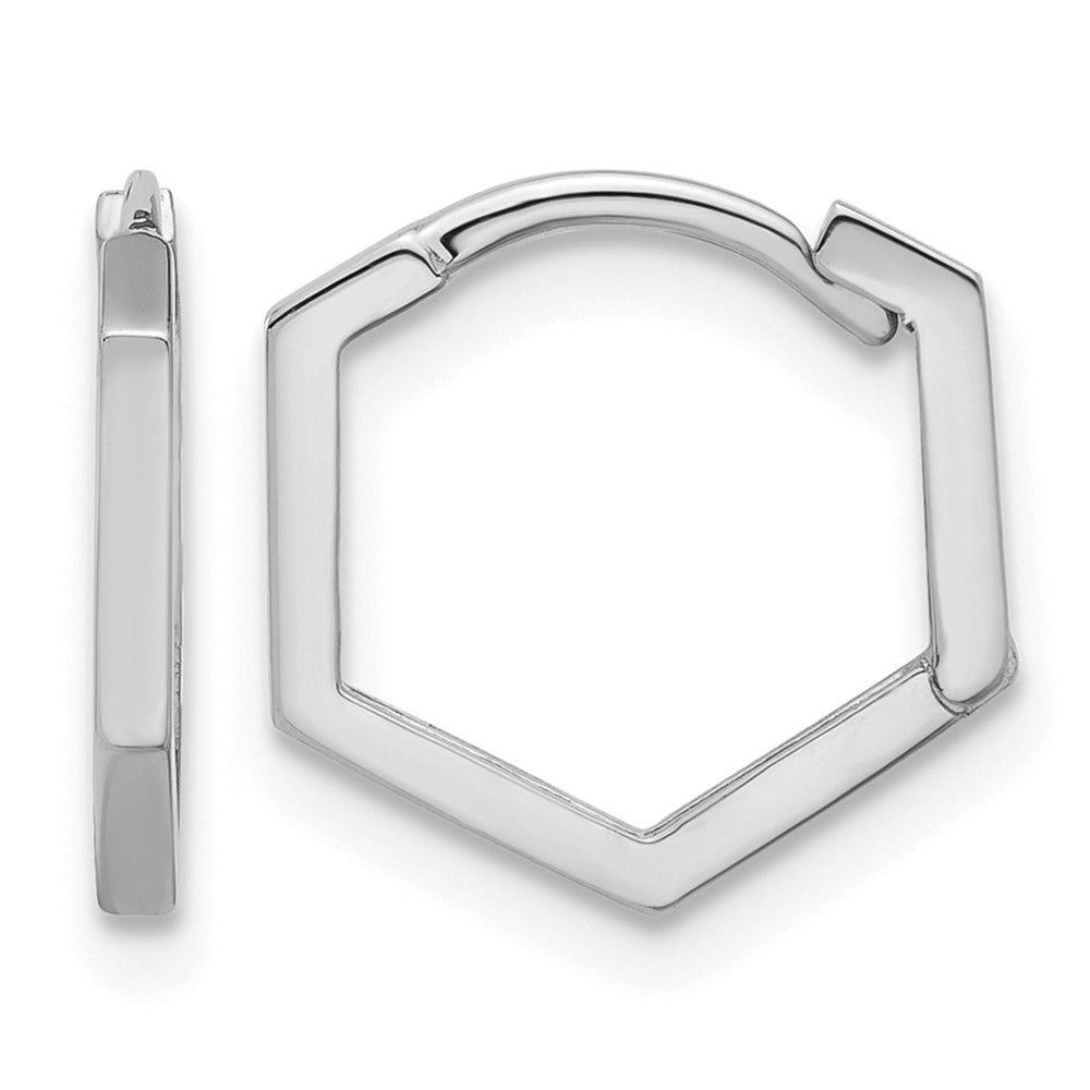 Polished Geometric Hoop Earrings - White Gold