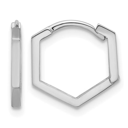 Polished Geometric Hoop Earrings - White Gold