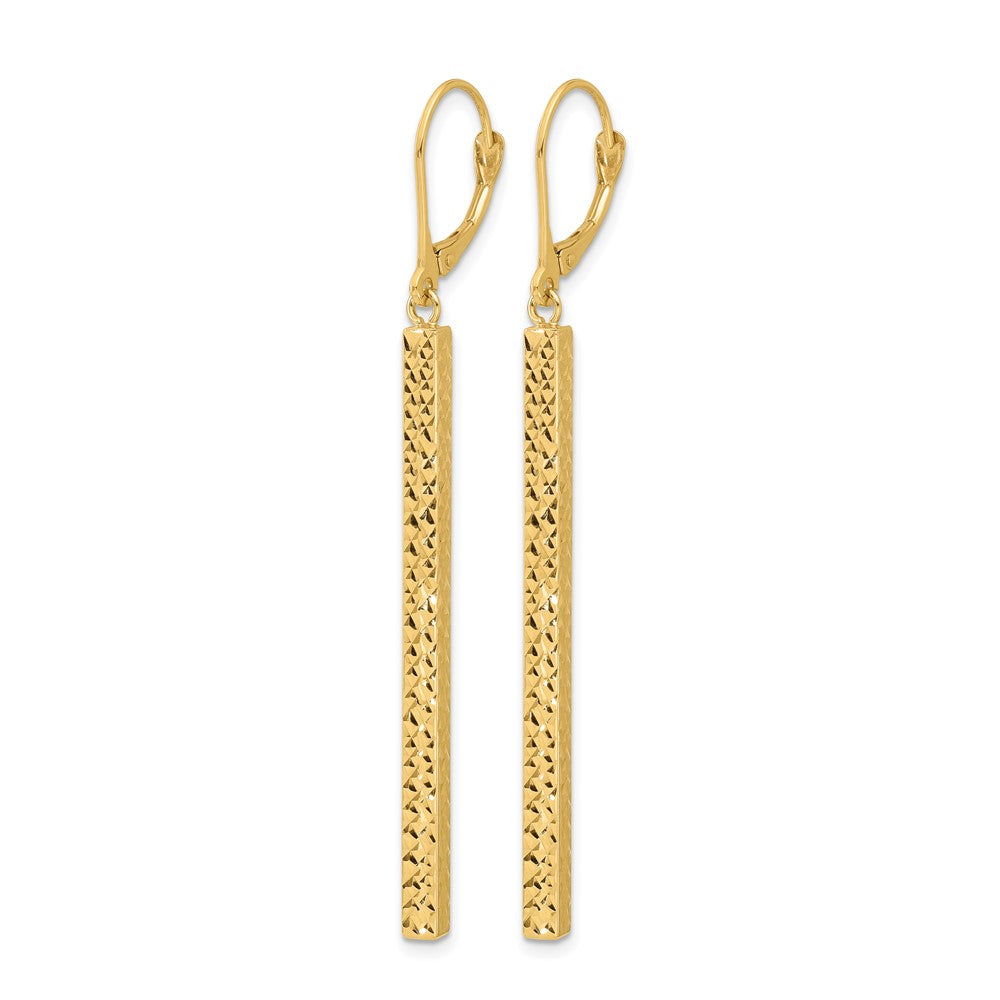 Polished and Diamond-cut Bar Dangle Leverback Earrings