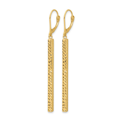 Polished and Diamond-cut Bar Dangle Leverback Earrings