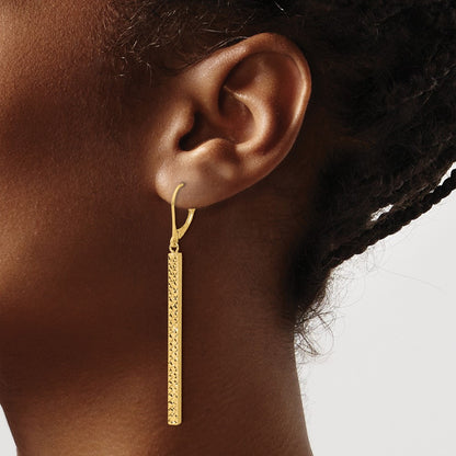 Polished and Diamond-cut Bar Dangle Leverback Earrings