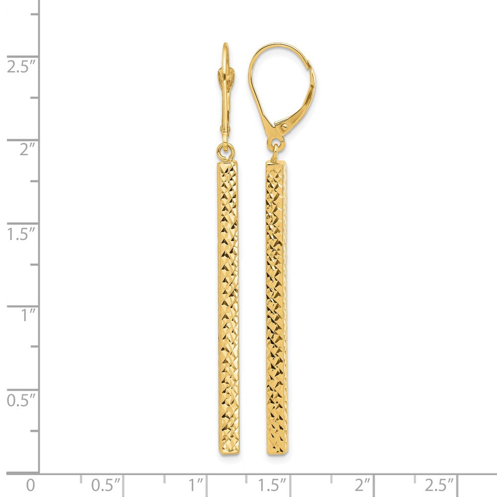 Polished and Diamond-cut Bar Dangle Leverback Earrings