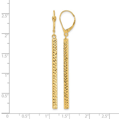 Polished and Diamond-cut Bar Dangle Leverback Earrings