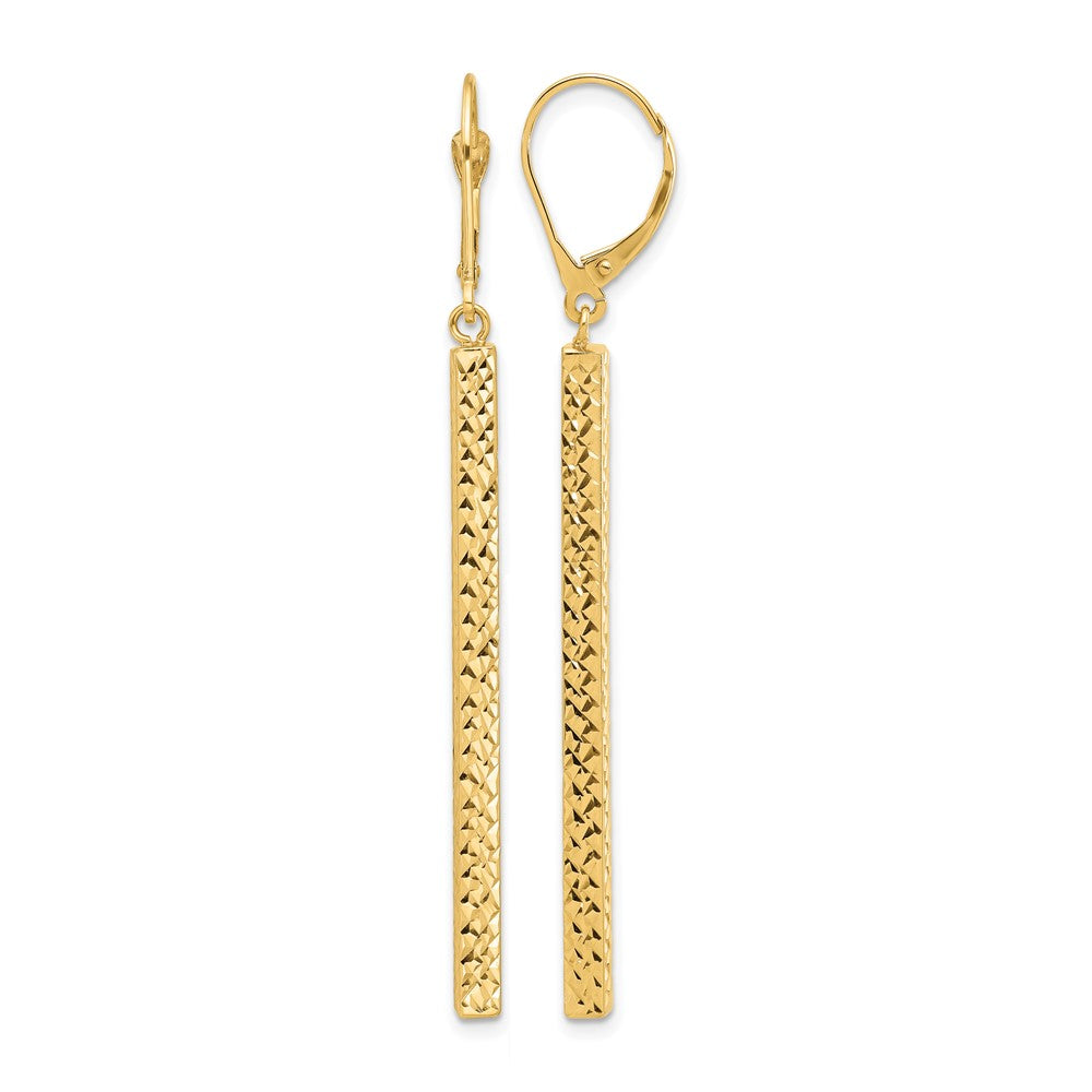 Polished and Diamond-cut Bar Dangle Leverback Earrings