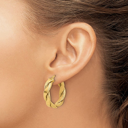 Polished and Textured Braided Hoop Earrings