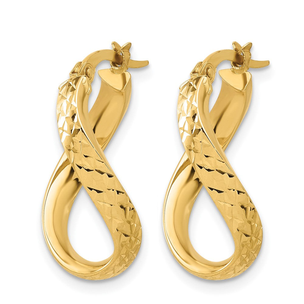 Polished and Diamond-cut Twist Hoop Earrings