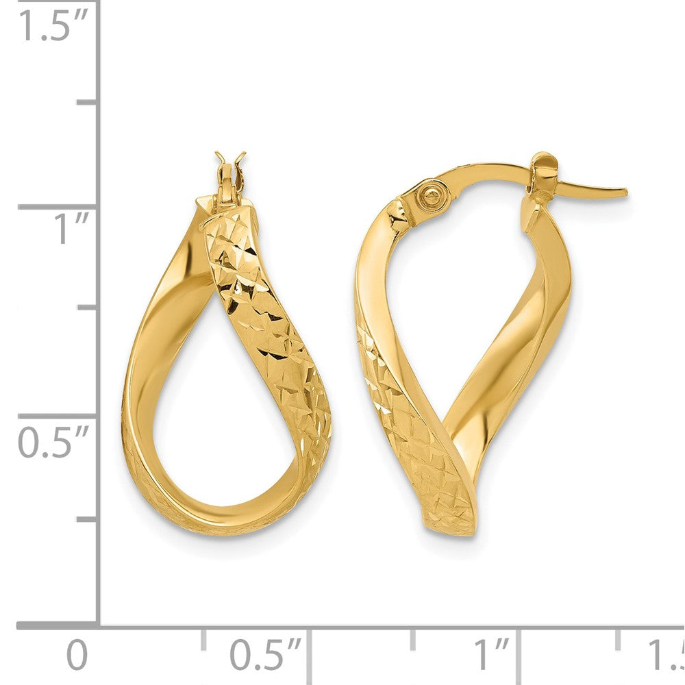 Polished and Diamond-cut Twist Hoop Earrings