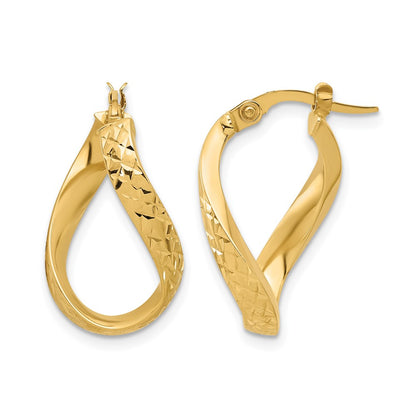 Polished and Diamond-cut Twist Hoop Earrings