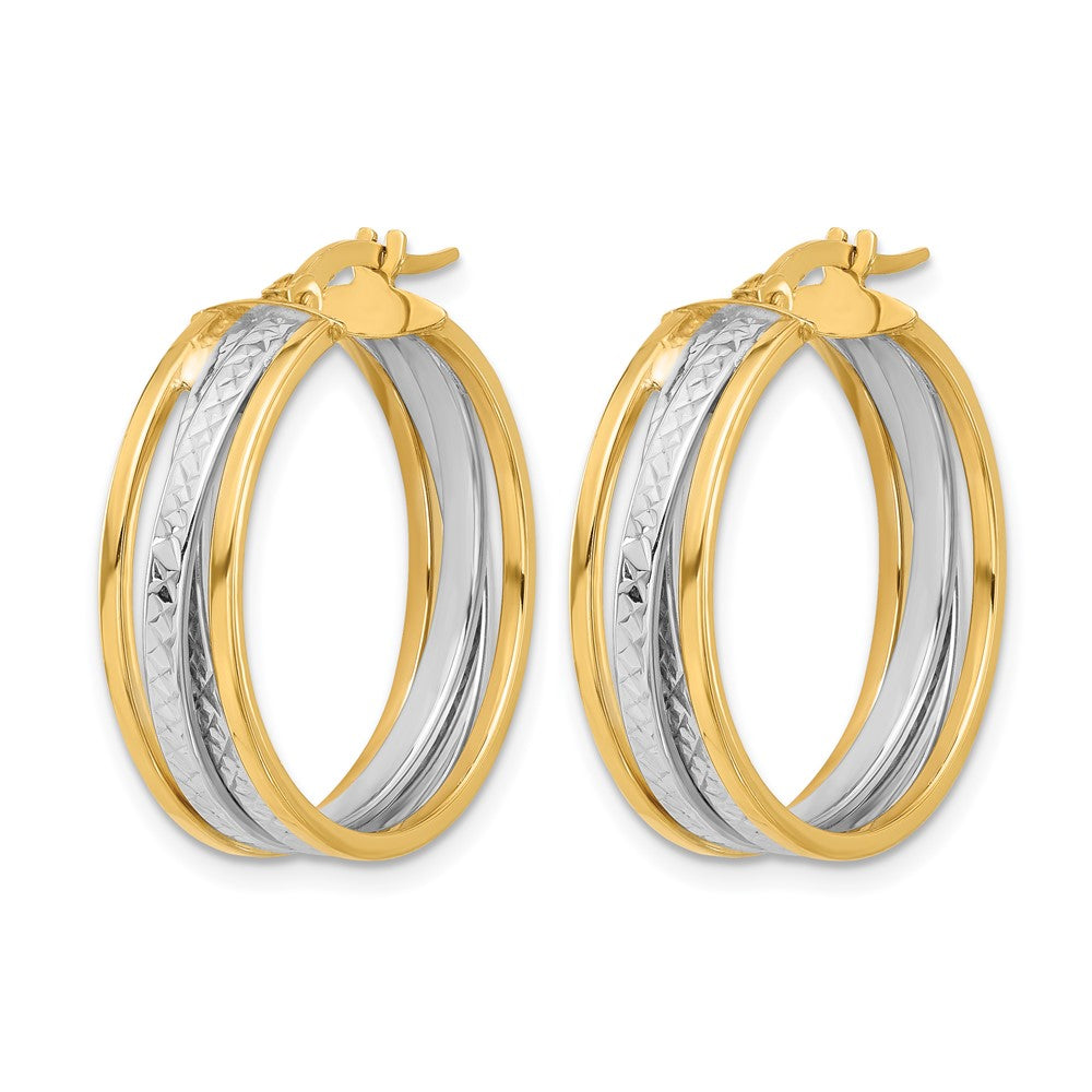 Polished and Diamond-cut Hoop Earrings - 6.5mm