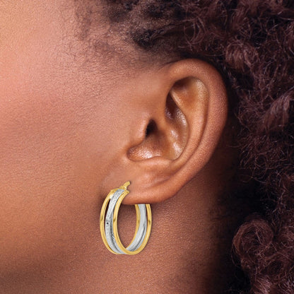 Polished and Diamond-cut Hoop Earrings - 6.5mm