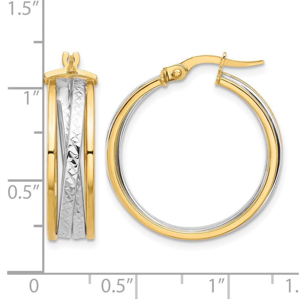 Polished and Diamond-cut Hoop Earrings - 6.5mm